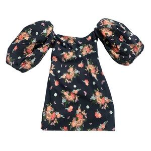 Rebecca de Ravenel Puff Sleeve Butterfly Dress Cotton Sz 0